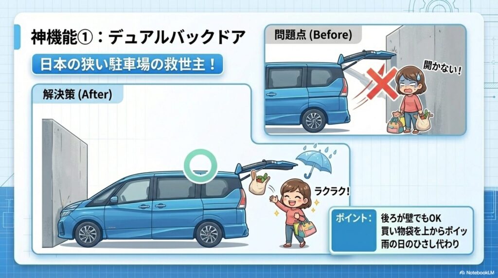 C27セレナのデュアルバックドア