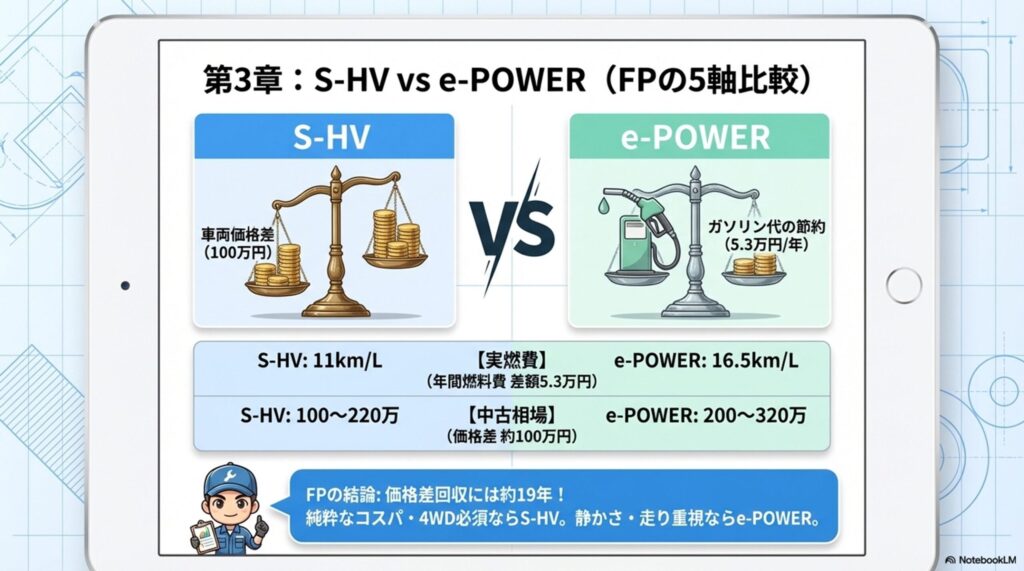 S-HVとe-POWERを簡単比較