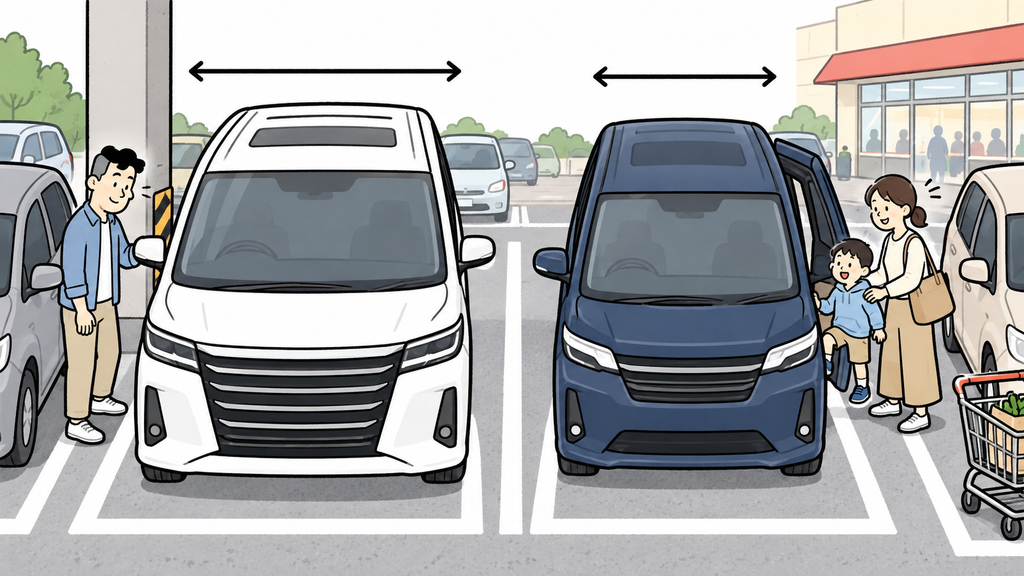 アルファードとヴォクシーを狭い駐車場で比較