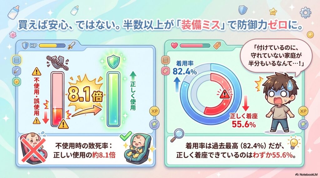 チャイルドシートの装着ミスが発生する