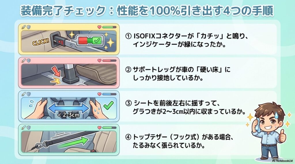 チャイルドシート装着完了チェック